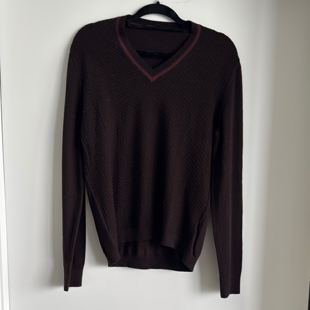 Gucci Men's V-Neck Brown Sweater
